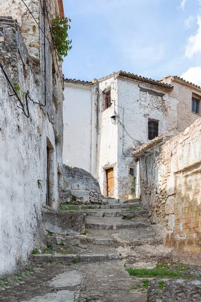 Calle Adoquinada Fachadas Ruinas Del Casco Antiguo Bocairent Provincia Valencia — Foto de Stock
