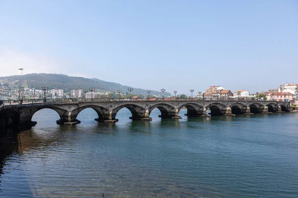 Puente Del Burgo Puente Medieval Que Cruza Río Lérez Construido — Foto de Stock