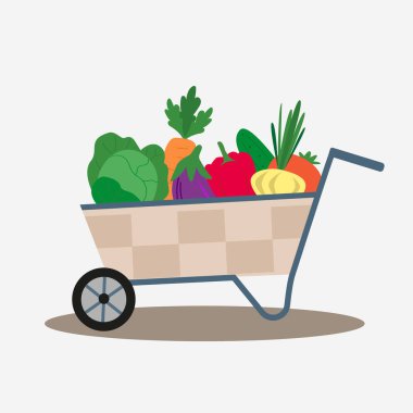 Yerel sebze üretim konsepti. Vektör illüstrasyonu