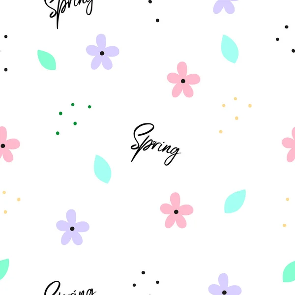 Seamless Elegant Floral Pattern Hand Drawn Flowers Simple Style White — 스톡 벡터