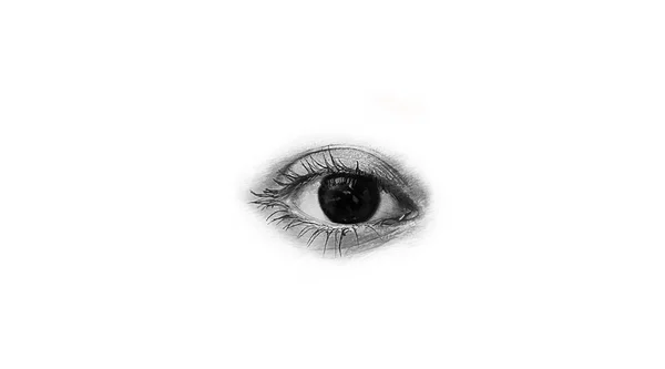 Narysuj Kobiece Oko Czarne Brwi Gałka Oczna Małe Zmarszczki Pod — Zdjęcie stockowe