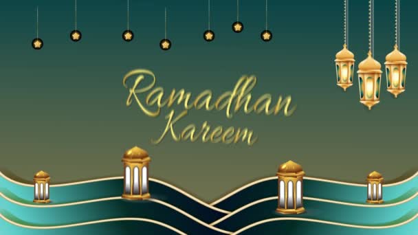 Ramadan Mubarak Felirat Animációs Mozgóképpel Gyönyörű Iszlám Design Koncepció Akasztás — Stock videók