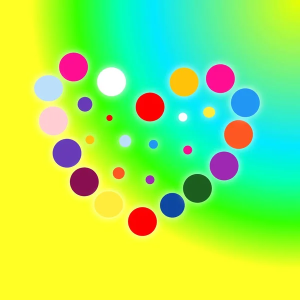 Multicolored Defocused Gradient Parallel Circle Love Hearts Beautiful Bright Background — Stock Photo, Image