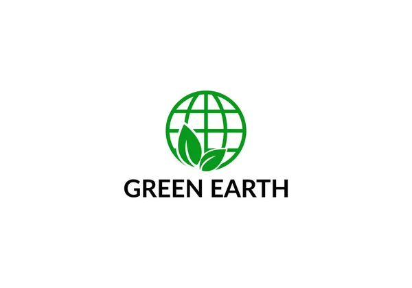 Tierra Verde Diseño Del Logotipo Del Emblema Del Mundo Hoja — Archivo Imágenes Vectoriales