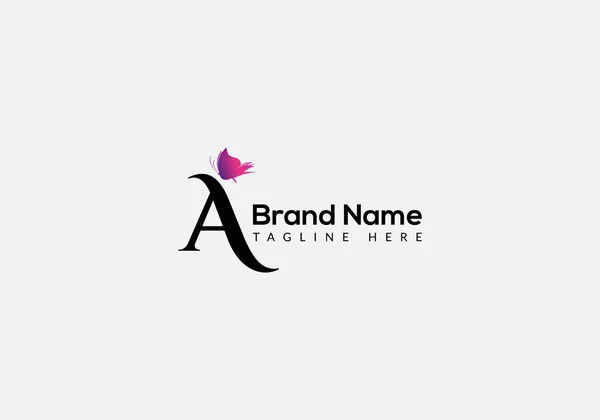 Abstract Uma Carta Moderna Inicial Borboleta Lettermarks Logotipo Design — Vetor de Stock