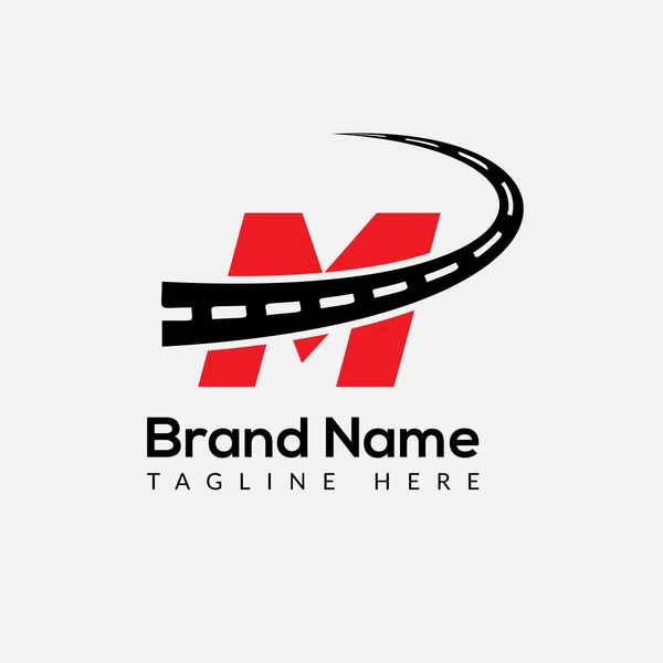 Transportasi Logo Letter Template Road Letter Inisial Transport Sign Concept - Stok Vektor