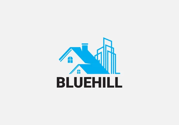 Blue Hill Abstract Real State Logo Design Template — Stok Vektör