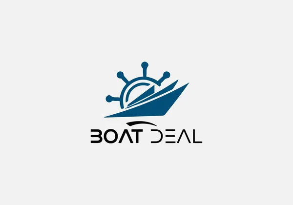 Boat Deal Abstract Ship Emblem Logo Design — 图库矢量图片