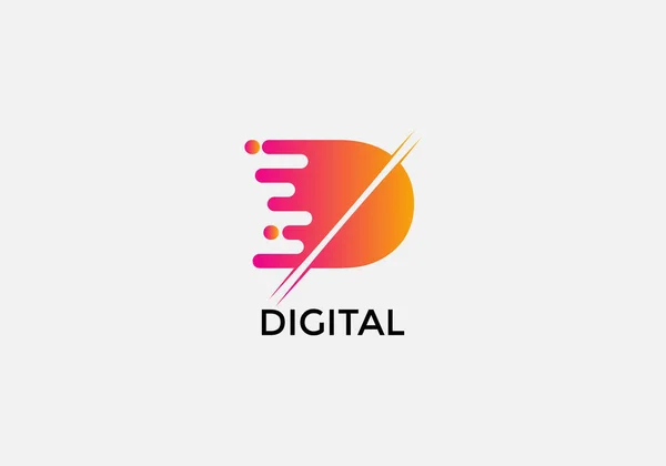 Digital Abstract Letter Modern Tech Logo Design — Stok Vektör