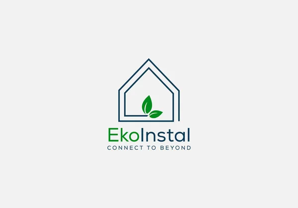 Ekoinstal Abstract Eco House Green House Emblem Logo Design — Stok Vektör