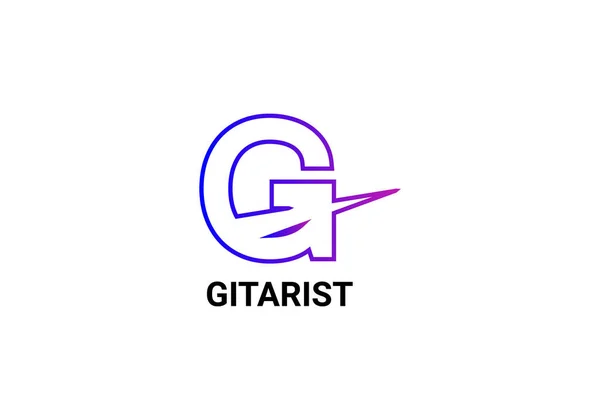 Gitarist Abstract Letter Modern Initial Logo Deign Template — Stock Vector