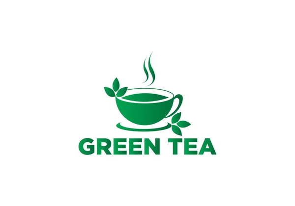 Green Tea Abstract Pictorial Logo Design Template — Archivo Imágenes Vectoriales