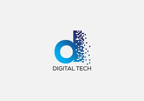 Digital Tech Abstract Letter Modern Tech Logo Design Vector de stock