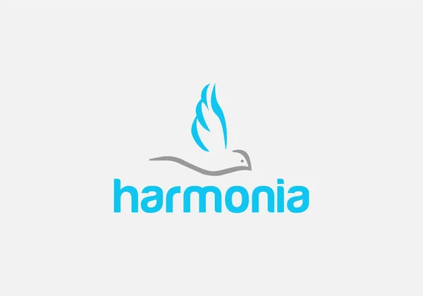 Harmonia Abstract Bird Emblem Logo Design — Stock Vector