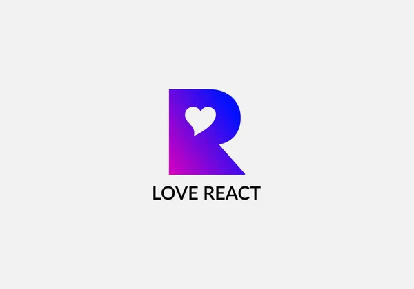 Love React Abstract Letter Modern Lettermarks Emblem Logo Design — Stock Vector