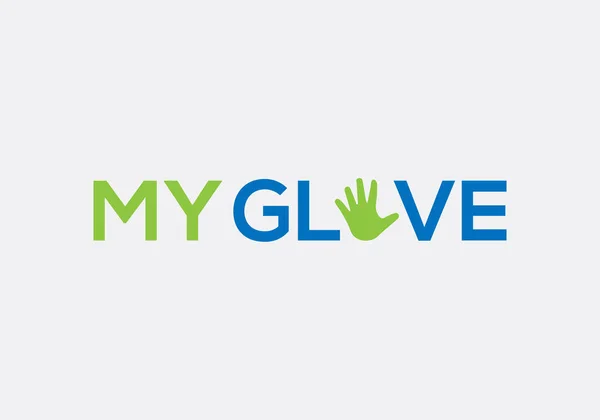 Abstract Glove Typography Medical Logo Design — Stock Vector