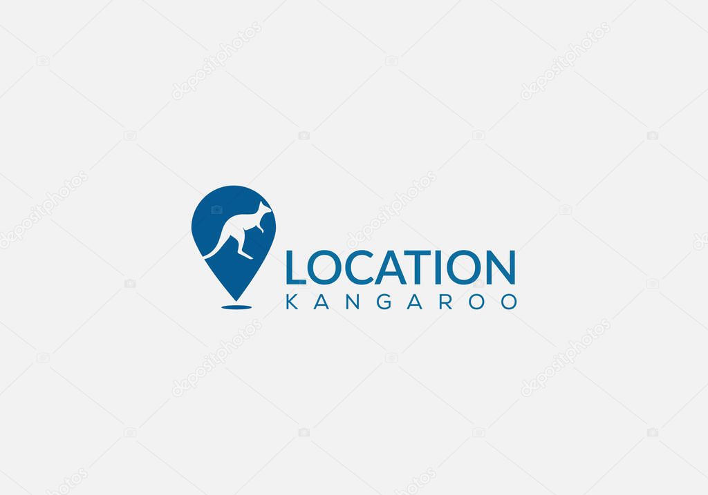 Abstract location kangaroo emblem logo design template