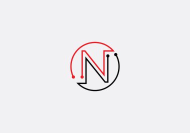 Abstract N letter nano tech modern initial logo design