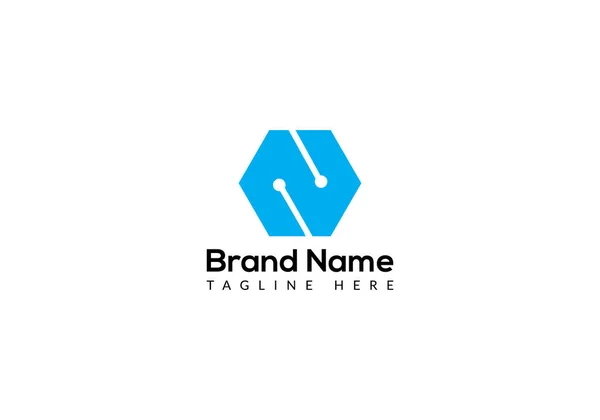 Abstract Letter Nano Tech Modern Initial Logo Design - Stok Vektor