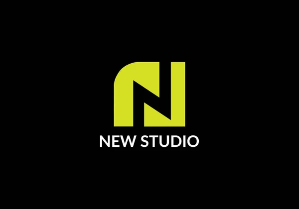 New Studio Abstract Letter Nano Tech Modern Initial Logo Design — Stock vektor