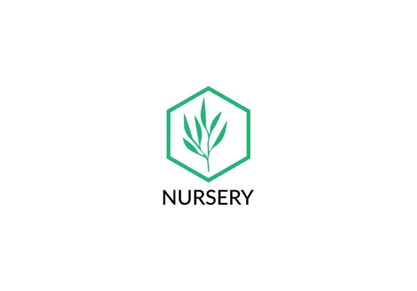Abstract Nursery Plant Emblem Modern Leaf Vintage Logo Design — Wektor stockowy
