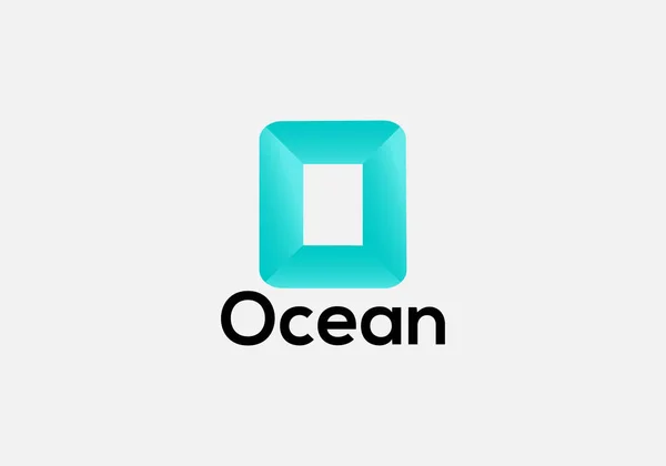 Ocean Abstract Tech Letter Initial Modern Logo Design Template — Vetor de Stock