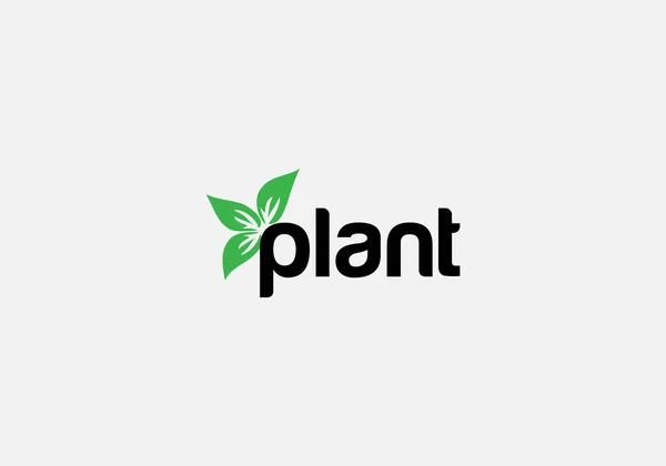 Abstract Plant Typography Emblem Logo Design — Archivo Imágenes Vectoriales