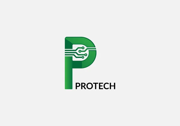 Protech Abstract Letter Modern Initial Logo Design —  Vetores de Stock