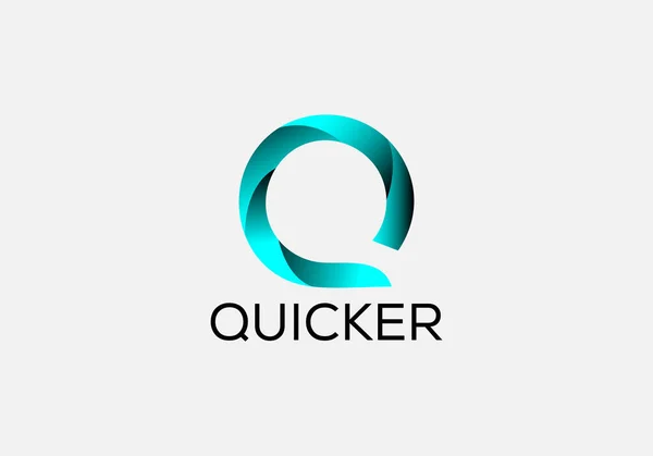Quicker Abstract Γράμμα Μοντέρνα Αρχικά Γράμματα Λογότυπο Σχεδιασμό — Διανυσματικό Αρχείο