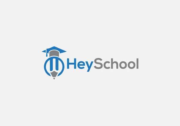 Hey School Abstract Education Emblem Logo Design — Stok Vektör