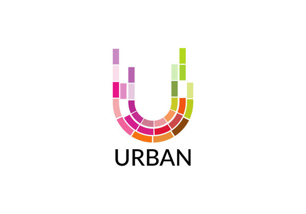 Urban Abstract U letter modern minimalist logo design