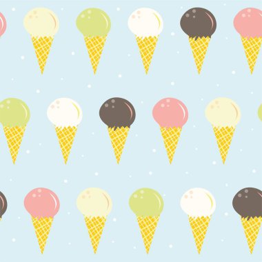 Lezzetli renkli dondurma seti. Dondurma külahları ve beyaz arka planda izole edilmiş farklı kaplamalı dondurma. Web tasarımı veya yazdırma için vektör illüstrasyonu