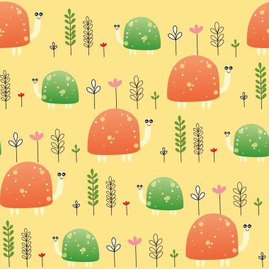 Cute animals turtle character. turtle with a forest on its back