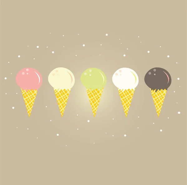 おいしいカラフルなアイスクリームセット 白い背景に別のトッピングでアイスクリームコーンとポプシクルを収集します ウェブデザインや印刷のためのベクターイラスト — ストックベクタ