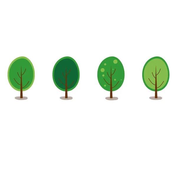 Set Trees Objektum Elszigetelt Fehér Háttér Vektor Illusztráció — Stock Vector