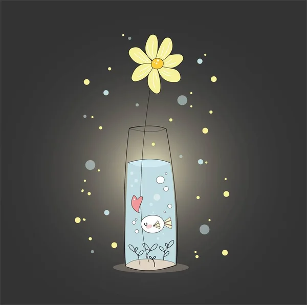 Vase with leaves and fish inside. An item from the witch shop.