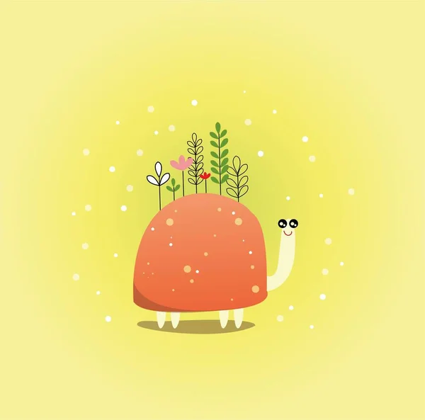 Cute animals turtle character. turtle with a forest on its back