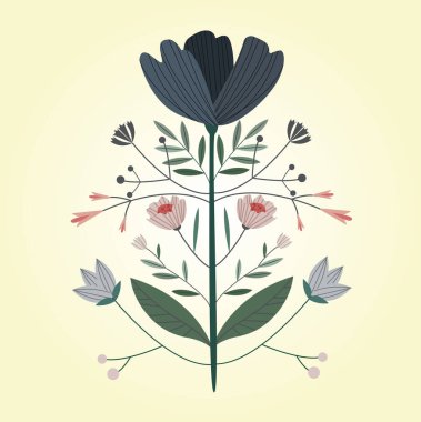 Seamless pattern in vintage style. Poppy flowers, poppy heads, leaves form a continuous composition. Delicate pastel colors brown, beige, powder. Dark background.