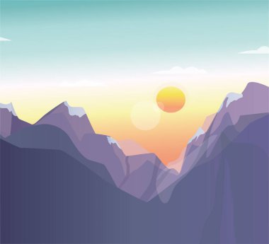 beautiful mountain landscape. purple andes at sunset, green slopes, warm and rich shades. summer atmosphere of warmth and romance