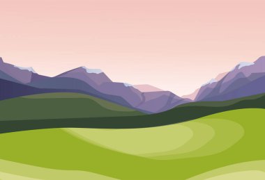 beautiful mountain landscape. purple andes at sunset, green slopes, warm and rich shades. summer atmosphere of warmth and romance