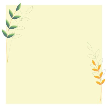 abstract notepad and plants soft yellow background vector