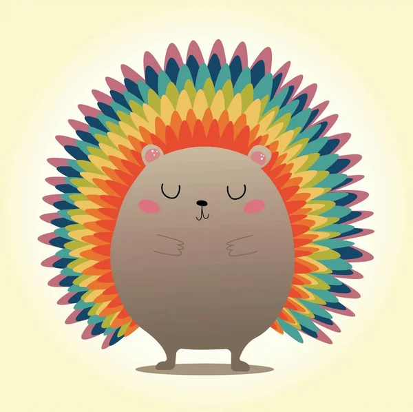 Cute Hedgehog Needles Form Rainbow Baby Illustration —  Vetores de Stock