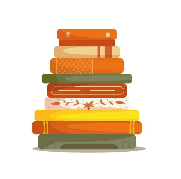 Fila Libros Texto Tapa Dura Color Libros Lectura Aislados Diseño — Archivo Imágenes Vectoriales