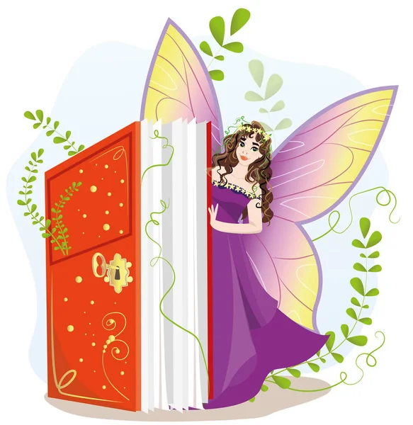 Cute Little Princess Kids Reading Fairy Tale Books Library Poster — Stockvector