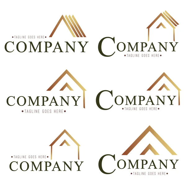 logo in the form of a house in the forest. modern and minimalist style, geometric elements, calm pastel and golden hues