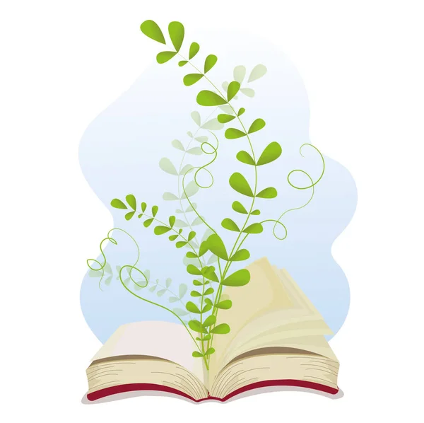 Story Book Magic Magical Open Book Which Plants Grow — Stockvector