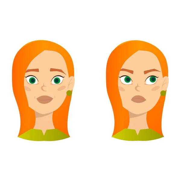 Femme Avec Différentes Expressions Faciales Ensemble — Image vectorielle