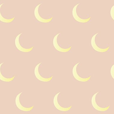 Cute Seamless childish pattern with hand drawn white stars and moon. Creative background for kids texture for fabric, wrapping, textile, wallpaper, apparel. Cartoon style. Great for girls. Vector.