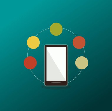 Çeşitli arkadaşlarla çevrimiçi cep telefonu mesajını tutan kişinin eli. Adam internet üzerinden sosyal medyada akıllı telefondan iletişim kuruyor. Modern teknoloji ve iletişim. Vektör illüstrasyonu.