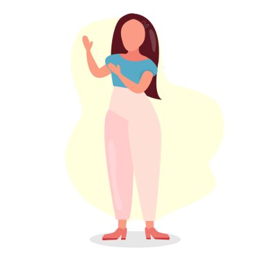 Çeşitli duygular ve pozlar ile kız ayarlayın. Vektör Illustration